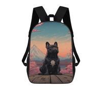 sinyumoney Sacs À Dos De 17 Pouces French Bulldog Mount Fuji Sac D'école Imprimé En 3D Pour Garçons (primaire Et Collège)