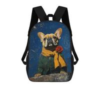 sinyumoney Sacs À Dos De 17 Pouces French Bulldog with Rose Sac D'école Imprimé En 3D Pour Garçons (primaire Et Collège)