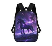 sinyumoney Sacs À Dos De 17 Pouces Galactic Horse Wallpaper Sac D'école Imprimé En 3D Pour Garçons (primaire Et Collège)