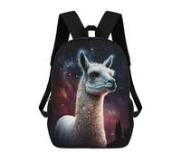 sinyumoney Sacs À Dos De 17 Pouces Galactic Llama Portrait-2 Sac D'école Imprimé En 3D Pour Garçons (primaire Et Collège)