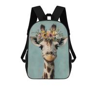 sinyumoney Sacs À Dos De 17 Pouces Giraffe with Flower Crown Art Print-1 Sac D'école Imprimé En 3D Pour Garçons (primaire Et Collège)