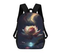 sinyumoney Sacs À Dos De 17 Pouces Glowing Lotus Flower Art Print Sac D'école Imprimé En 3D Pour Garçons (primaire Et Collège)