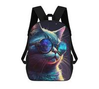 sinyumoney Sacs À Dos De 17 Pouces Glowing Neon Cat Sunglasses Art Print Sac D'école Imprimé En 3D Pour Garçons (primaire Et Collège)