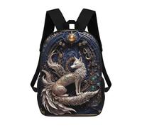 sinyumoney Sacs À Dos De 17 Pouces Golden Nine Tailed Fox Sac D'école Imprimé En 3D Pour Garçons (primaire Et Collège)