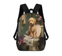 sinyumoney Sacs À Dos De 17 Pouces Golden Retriever Reading Newspaper on Toilet -1 Sac D'école Imprimé En 3D Pour Garçons (primaire Et Collège)