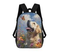 sinyumoney Sacs À Dos De 17 Pouces Golden Retriever with Butterfly Sac D'école Imprimé En 3D Pour Garçons (primaire Et Collège)
