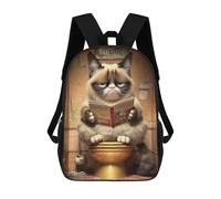 sinyumoney Sacs À Dos De 17 Pouces Grumpy Cat Reading Book Sac D'école Imprimé En 3D Pour Garçons (primaire Et Collège)