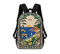 sinyumoney Sacs À Dos De 17 Pouces Italy Coastal Landscape Art Nouveau Poster Sac D'école Imprimé En 3D Pour Garçons (primaire Et Collège)