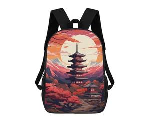 sinyumoney Sacs À Dos De 17 Pouces Japanese Pagoda Sunset Landscape-4 Sac D'école Imprimé En 3D Pour Garçons (primaire Et Collège)