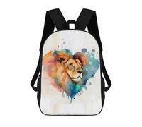 sinyumoney Sacs À Dos De 17 Pouces Lion Face in Heart Sac D'école Imprimé En 3D Pour Garçons (primaire Et Collège)