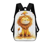 sinyumoney Sacs À Dos De 17 Pouces Lion with Bird on Head Sac D'école Imprimé En 3D Pour Garçons (primaire Et Collège)