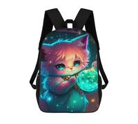 sinyumoney Sacs À Dos De 17 Pouces Magical Fantasy Kitten Art Print Sac D'école Imprimé En 3D Pour Garçons (primaire Et Collège)