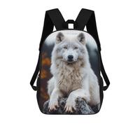 sinyumoney Sacs À Dos De 17 Pouces Majestic White Wolf Portrait Sac D'école Imprimé En 3D Pour Garçons (primaire Et Collège)