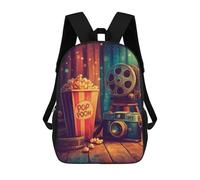sinyumoney Sacs À Dos De 17 Pouces Movie Night Essentials -1 Sac D'école Imprimé En 3D Pour Garçons (primaire Et Collège)
