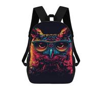 sinyumoney Sacs À Dos De 17 Pouces Neon Owl Art Print Sac D'école Imprimé En 3D Pour Garçons (primaire Et Collège)