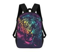 sinyumoney Sacs À Dos De 17 Pouces Neon Tiger Headphones Art Print -2 Sac D'école Imprimé En 3D Pour Garçons (primaire Et Collège)