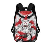 sinyumoney Sacs À Dos De 17 Pouces Nine-Tailed Fox Illustration Sac D'école Imprimé En 3D Pour Garçons (primaire Et Collège)