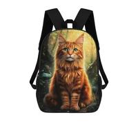 sinyumoney Sacs À Dos De 17 Pouces Norwegian Forest Cat in Forest Sac D'école Imprimé En 3D Pour Garçons (primaire Et Collège)