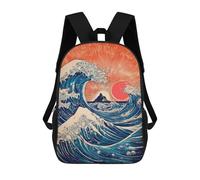 sinyumoney Sacs À Dos De 17 Pouces Ocean Wave Sunset Art Print-1 Sac D'école Imprimé En 3D Pour Garçons (primaire Et Collège)