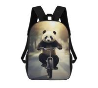 sinyumoney Sacs À Dos De 17 Pouces Panda on A Bicycle Sac D'école Imprimé En 3D Pour Garçons (primaire Et Collège)