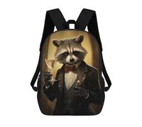 sinyumoney Sacs À Dos De 17 Pouces Raccoon in Tuxedo Sac D'école Imprimé En 3D Pour Garçons (primaire Et Collège)