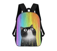 sinyumoney Sacs À Dos De 17 Pouces Rainbow Cat Poster Sac D'école Imprimé En 3D Pour Garçons (primaire Et Collège)
