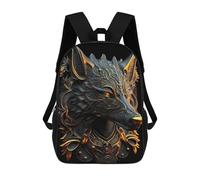 sinyumoney Sacs À Dos De 17 Pouces Regal Golden Fire Wolf Sac D'école Imprimé En 3D Pour Garçons (primaire Et Collège)
