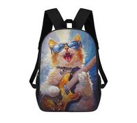 sinyumoney Sacs À Dos De 17 Pouces Rock Star Cat Guitar Painting -7 Sac D'école Imprimé En 3D Pour Garçons (primaire Et Collège)
