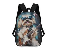 sinyumoney Sacs À Dos De 17 Pouces Rock Star Pooch Cool Dog Playing Guitar -1 Sac D'école Imprimé En 3D Pour Garçons (primaire Et Collège)