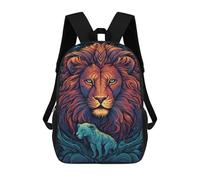 sinyumoney Sacs À Dos De 17 Pouces Royal Lion Family Art Print Sac D'école Imprimé En 3D Pour Garçons (primaire Et Collège)