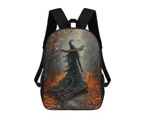 sinyumoney Sacs À Dos De 17 Pouces Spooky Witch in Autumn Forest Sac D'école Imprimé En 3D Pour Garçons (primaire Et Collège)