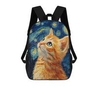 sinyumoney Sacs À Dos De 17 Pouces Starry Night Cat Art Print -10 Sac D'école Imprimé En 3D Pour Garçons (primaire Et Collège)