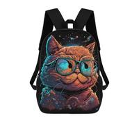 sinyumoney Sacs À Dos De 17 Pouces Stylish Cat Glasses Art Print Sac D'école Imprimé En 3D Pour Garçons (primaire Et Collège)