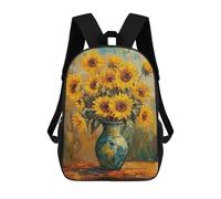 sinyumoney Sacs À Dos De 17 Pouces Sunflower Bouquet Oil Painting-5 Sac D'école Imprimé En 3D Pour Garçons (primaire Et Collège)