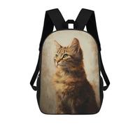 sinyumoney Sacs À Dos De 17 Pouces Tabby Cat Portrait Painting -1 Sac D'école Imprimé En 3D Pour Garçons (primaire Et Collège)