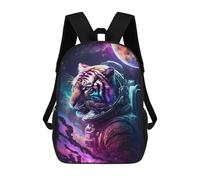 sinyumoney Sacs À Dos De 17 Pouces Tiger Astronaut in Space-4 Sac D'école Imprimé En 3D Pour Garçons (primaire Et Collège)