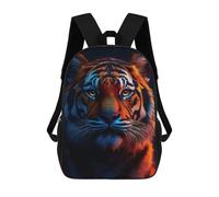 sinyumoney Sacs À Dos De 17 Pouces Tiger Portrait with Neon Lighting Sac D'école Imprimé En 3D Pour Garçons (primaire Et Collège)