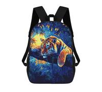 sinyumoney Sacs À Dos De 17 Pouces Tiger Sunset Jungle Art Sac D'école Imprimé En 3D Pour Garçons (primaire Et Collège)