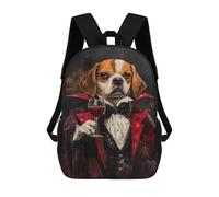 sinyumoney Sacs À Dos De 17 Pouces Vampire Dog with Wine Glass Sac D'école Imprimé En 3D Pour Garçons (primaire Et Collège)