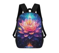 sinyumoney Sacs À Dos De 17 Pouces Vibrant Blooming Lotus Sac D'école Imprimé En 3D Pour Garçons (primaire Et Collège)