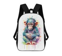 sinyumoney Sacs À Dos De 17 Pouces Watercolor Baby Monkey Sac D'école Imprimé En 3D Pour Garçons (primaire Et Collège)