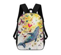 sinyumoney Sacs À Dos De 17 Pouces Whale Butterflies Heart Painting Sac D'école Imprimé En 3D Pour Garçons (primaire Et Collège)