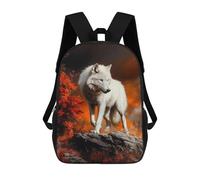 sinyumoney Sacs À Dos De 17 Pouces White Wolf in Autumn Landscape Sac D'école Imprimé En 3D Pour Garçons (primaire Et Collège)
