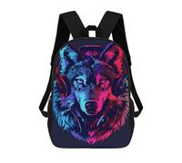 sinyumoney Sacs À Dos De 17 Pouces Wolf Headphones Neon Art Print-2 Sac D'école Imprimé En 3D Pour Garçons (primaire Et Collège)
