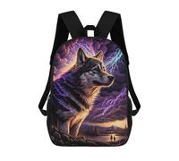 sinyumoney Sacs À Dos De 17 Pouces Wolf Spirit Lightning Art Print Sac D'école Imprimé En 3D Pour Garçons (primaire Et Collège)