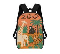 sinyumoney Sacs À Dos De 17 Pouces Zoo Animals Illustration Sac D'école Imprimé En 3D Pour Garçons (primaire Et Collège)
