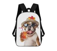 sinyumoney Sacs À Dos English Bulldog Cocktail Sac À Dos Scolaire Pour Enfants, Sac D'école Imprimé En 3D Pour Garçons, Élèves Du Primaire Et Du Collège 17inch