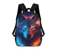 sinyumoney Sacs À Dos Flame And Ice Wolf Portrait Sac À Dos Scolaire Pour Enfants, Sac D'école Imprimé En 3D Pour Garçons, Élèves Du Primaire Et Du Collège 17inch
