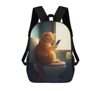 sinyumoney Sacs À Dos Funny Cat On Toilet Sac À Dos Scolaire Pour Enfants, Sac D'école Imprimé En 3D Pour Garçons, Élèves Du Primaire Et Du Collège 17inch