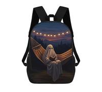 sinyumoney Sacs À Dos Ghost Reading in A Hammock Sac À Dos Scolaire Pour Enfants, Sac D'école Imprimé En 3D Pour Garçons, Élèves Du Primaire Et Du Collège 17inch